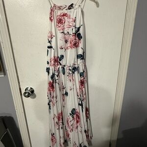 SHEIN White and Pink Floral Dress